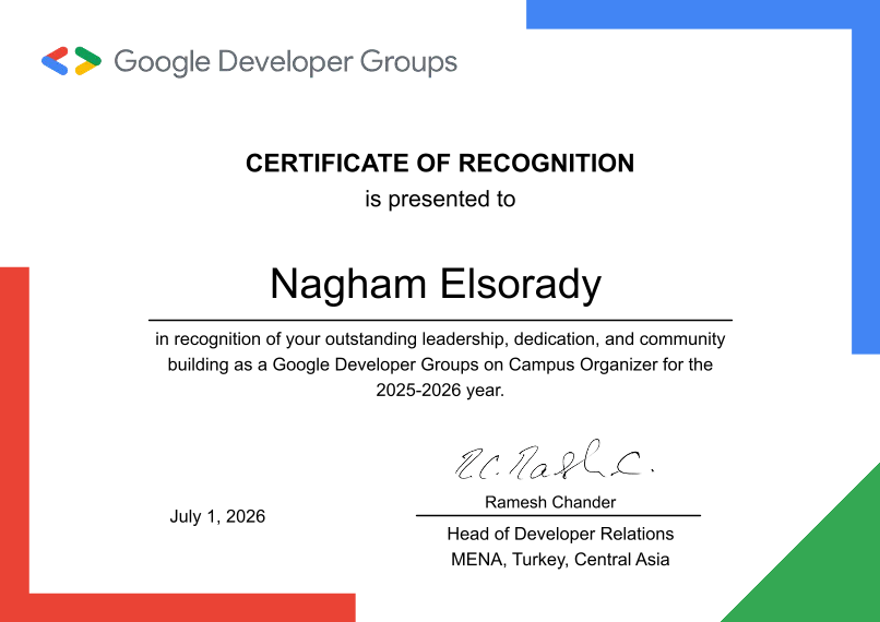 Certificate of Recognition – Google Developer Groups